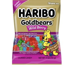 Limited Edition Haribo Gold Bears Wildberry Peg Bag Clip-Strip 4oz (113g)
